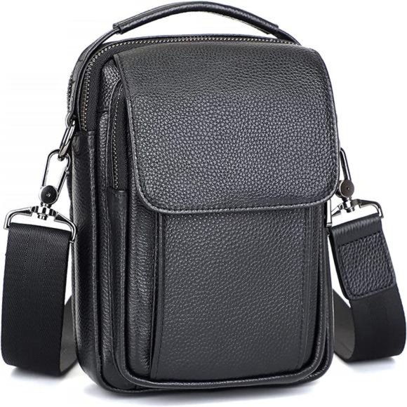 Leather Small Bag For Men Crossbody Handbag Shoulder Sling Bags Magnetic Buckle